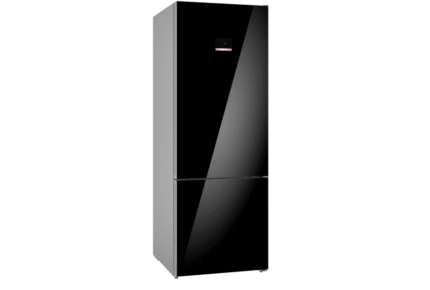 Bosch free-standing fridge-freezer with freezer at bottom, glass door Black KGN56LB42I