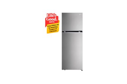 LG 322L, 3 Star, Smart Inverter Compressor, Dazzle Steel Finish, Frost-Free Double Door Refrigerator (GL-S342SDSX)